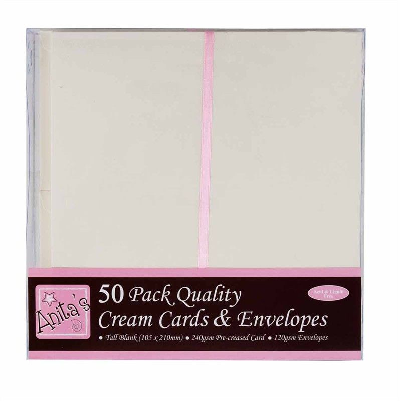 10x21 přání a obálky (50ks) krémové 240g/m2 - Sada blahopřání obálky a karty krémové vysoké, cardmaking, výroba přání Anita´s